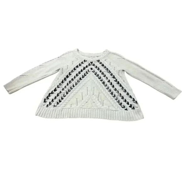 Knitted & Knotted Ribboned Cables Sweater Medium Cable Knit Ribbon Anthropologie - Picture 2 of 11